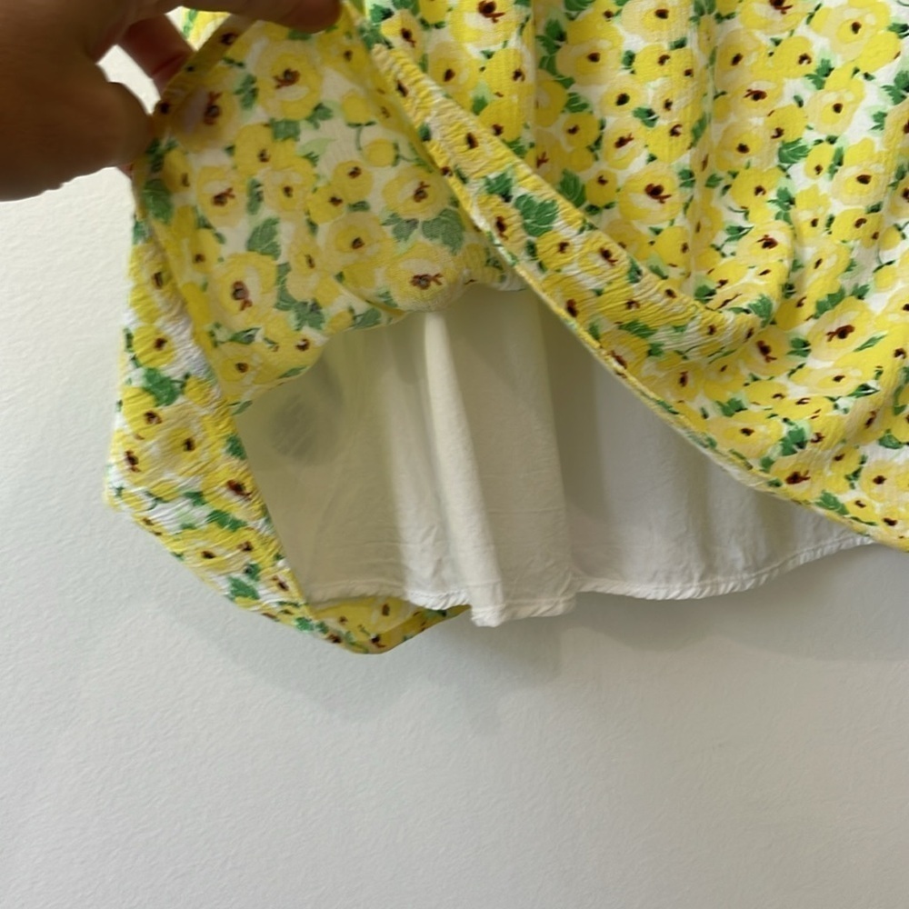 Loft Cheerful Bright Yellow and Green Floral Dress Size Small - Picture 7 of 10